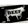 Engraved Eat Beef Car Tag Diamond Etched Cattle Farmer Aluminum