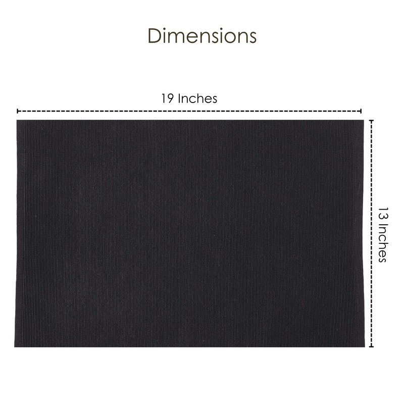 Black Placemats Set of 4 Kitchen Dining Cloth Reversible Cotton