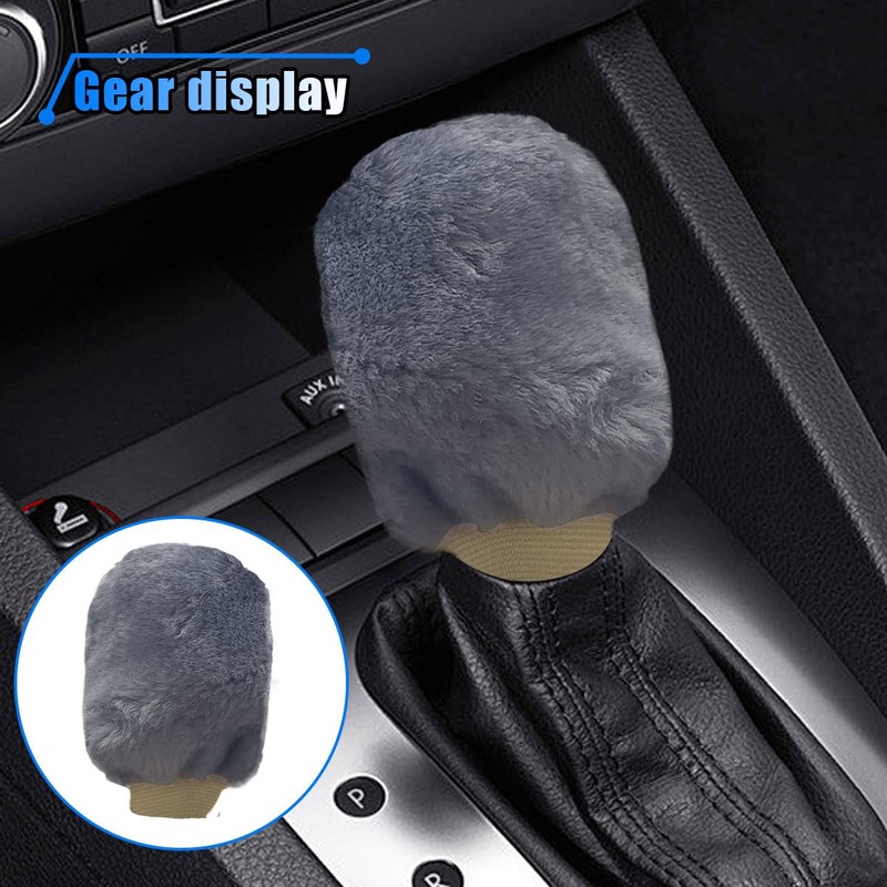 2PCS Plush Car Gear Shift Knob Cover & Handbrake Cover,