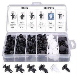 Plastic Rivets Universal Automotive Interior Push Rivet Set Durable Easy to Install and Carry with Storage Box for Toyota/Nissan/Lexus/Honda/Subaru/Mitsubishi (100-Piece Set (6 Types of Clips) + Tool)