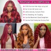 99j Burgundy Lace Front Wigs Human Hair 250% Density 13x6