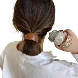 88flix Hair Tie, Fashionable, Adult, Tortoise, 4-Piece Set, Hair Tie, Hair Accessory, Cute, Popular, Women's Set