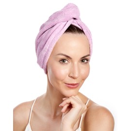 Keranique Toalla de microfibra para el cabello, secado rápido, menos encrespamiento y roturas, color rosa