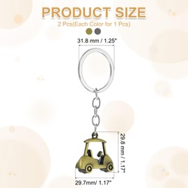 PATIKIL Golf Cart Keychain, 2 Pcs Mini Cute Golf Key Chain Sport Pendant Key Ring Bag Backpack Decor for Men Women Party Gifts Favors, Cyan/Deep Gray