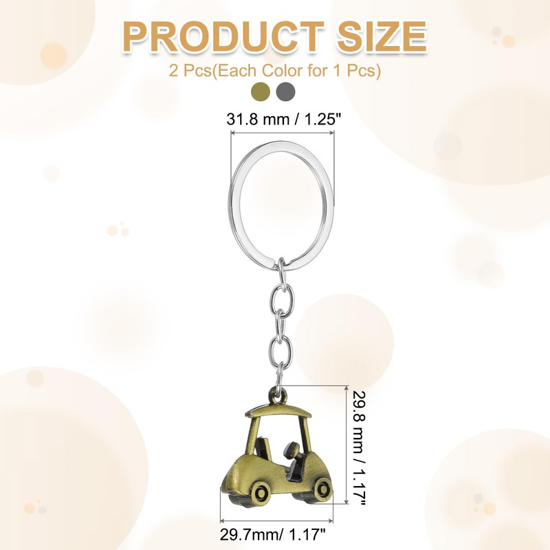 PATIKIL Golf Cart Keychain, 2 Pcs Mini Cute Golf Key