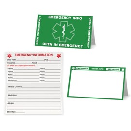 Child Emergency Contact Car Seat Safety Alert Attachment Tag (ICE-101) Quantity (Green)