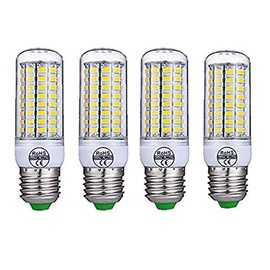 Edearkar 12W E26/E27 Base LED Corn Light Bulbs -72 LEDs 5730 SMD 1200LM 6000K White AC85-265V No-Dimmable LED Light Bulbs,Pack of 4
