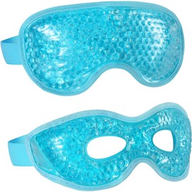 2 mascarillas de gel reutilizables para terapia de frío caliente y calor, máscara de ojos para hinchazón, ojeras, bolsas para ojos, ojos secos, dolores de cabeza, migrañas, alivio del estrés, máscara de enfriamiento para los ojos de compresa caliente/fría