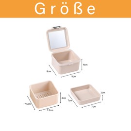 SXIUU Braces Box Cleaning Box, Denture Box, Travel Denture Box with Strainer, Box Retainer Container Storage Box with Hanging for False Teeth, Bite Splint, Grinding Splint (Khaki)