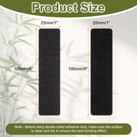 HARFINGTON 16set Hook and Loop Strips with Adhesive 1"x4" Double Sided Hook and Loop Tape Nylon Self Sticky Fastener for Home Office Car, Black