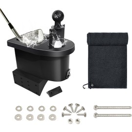 No-Drill Golf Cart Ball & Club Cleaner, Clamp-On Golf Club Head and Ball Washer Golf Cleaner with Golf Towel, Universal Fit for EZGO, Club Car, Yamaha, Advanced EV, Star EV