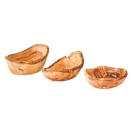 Set of 3 Olive Wood Bowls Approx. 12-16 cm Rustic Small Medium Large Like Handled Unique Wooden Bowl Salad Bowl Natural Table Decoration Snack Bowl