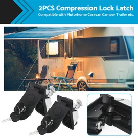 MAX COOL 2 Pack Compression Lock Latch with Keys Rounded End Tool Box Suitable for Caravan Camper Tradesman Trailer