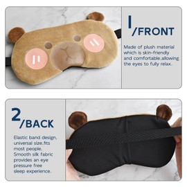 VHOPMORE Cute Animal Sleeping Mask Sleep Mask, Funny Capybara Eye Masks for Travel Nap Sleeping Blindfold Eye Cover Eyeshade for Adult Teens Men Women - Blushing Capybara, Brown