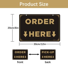 Aiuieaa 1 Pack Pick Up Here Order Here Sign, 12" x 8" with Hanging Hooks, Perfect for Restaurants, Cafes, and Bars
