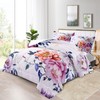 Raphus Cucullatus Purple Floral Comforter Set Queen, Pink Botanical Bedding,