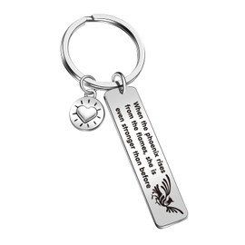 JIUSHUN Phoenix Keychain Phoenix Bird Keychain Bird Lover Jewelry Cousin Gift Phoenix Charm Gift Motivational Gift Best Friend Keychain Sister Gift Phoenix Lover Keychain