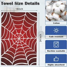 Mogifedc Red Spider Web Bath Hand Towels Set of 2,Absorbent Decorative Dish Towel Polyester Soft Bath Hand Towels for Kitchen Sports Gym Yoga Home Decor 16X24 in