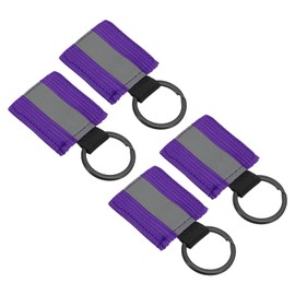 PATIKIL Reflective Keychain Tags, 4 Pack Reflective Zipper Pulls Nylon Keychain High Visibility Reflectors Tags for Backpack Pendant Dog Collar, Purple