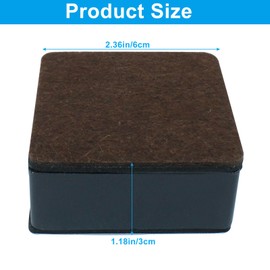 Cionyce Self-Adhesive Furniture Bed Risers Blocks, 4 Pcs Square Carbon Steel Table Sofa Risers Adds 1.2in Height with Felt Pad(Black)