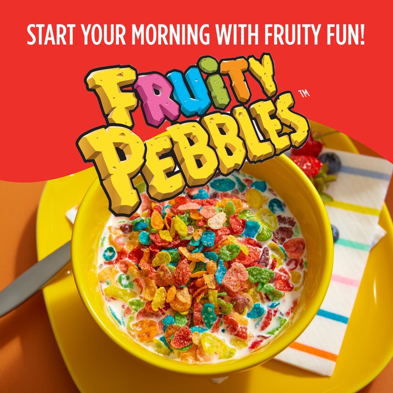 Marshmallow Fruity PEBBLES Breakfast Cereal for Kids, Gluten Free, Made