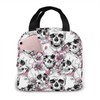 Hulnulnu Insulated Lunch Bag with Skull and Flowers Reusable Portable