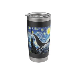 Whale Starry Night Whale Van Gogh Painting Cetology Stainless Steel Insulated Tumbler