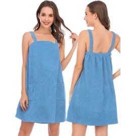Womens Beach Towel Dry-Fast Cotton Bath Towels Soft Body Cover Up for Shower (M,Light Blue)