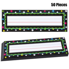 50 Pieces Chalkboard Brights Reference Name Plates Colorful Flat Name Plates Manuscript Nameplates Self Adhesive Desk Plates Nameplates for Students Teachers School Classroom Supplies