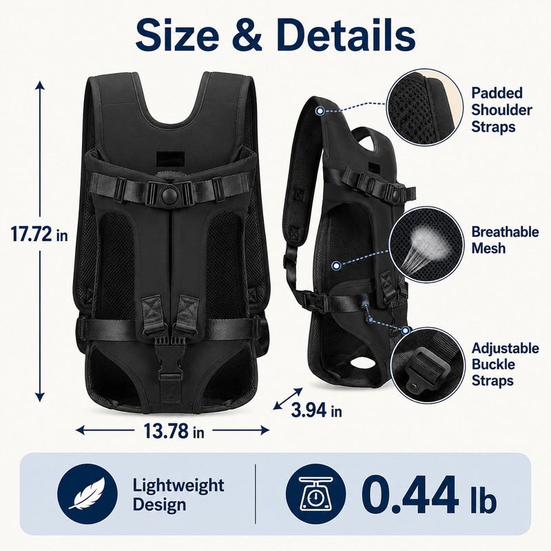Dog Carrier Backpack for Small Pets - Hands Free Front
