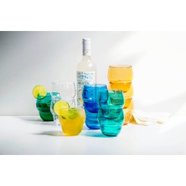 TarHong Stacking Bubble Tumbler, Premium Plastic, Indoor/Outdoor 14 Ounces, Set of 6, Cobalt Blue