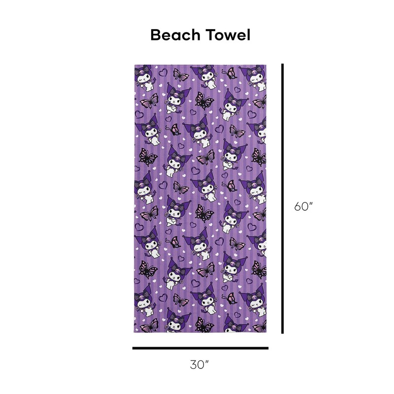 Northwest Kuromi Microfiber Beach Towel, 30" x 60", Cute Kuromi