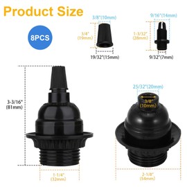 Blingbin E26/E27 Light Sockets, 8 Pack Retro Edison Lamp Holder with Medium Screw Base, 200℃ Heat Resistant Standard Screw-in Lamp Socket for Vintage Edison Bulbs Pendant Lamp Holder DIY Making