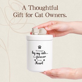 Silkwishes Cat Urns for Ashes, Ceramic, White, Animal Print, Pet Memorial, Up to 45lbs