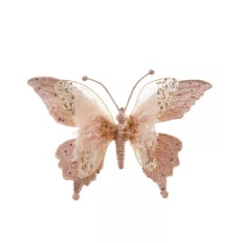 Kurt Adler Large PINK LACE BUTTERFLY Clip Ornament by Kurt Adler