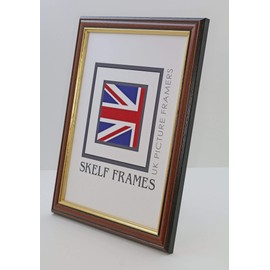 Skelf Frames 10 x 8 Inches Picture Photo Frame in Dark Wood with Gold Inlay Solid Wood with Glass Hand made in Yorkshire (Multiple Sizes)