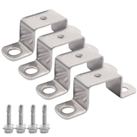 4Pcs U Shaped Connector Bracket 304 Stainless Steel Heavy Duty Perforated Square 3 Hole U Shaped Fitting, Holder Strut Channel, Automotive Parts (1.18 x 1.18in/30 x 30mm)