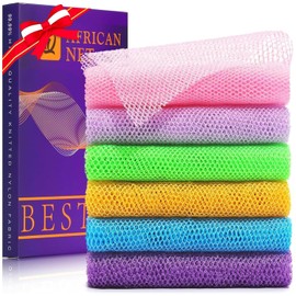 UJFQBH UJFQBH 6 Pieces African Bath Sponge African Net Long Net Bath Sponge Exfoliating Shower Body Scrubber Back Scrubber Skin Smoother,Great for Daily Use (Purple, Purple, Pink, Orange, Blue, Green)