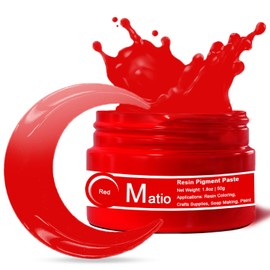 Matio Neon Red Resin Pigment Paste, 1.8oz/50g Resin Color Pigment Dye Opaque Epoxy Resin Tint Higher Concentrated Colorant for Christmas Resin Crafts Coloring, Tumbler Jewelry,3D Flower Resin Coasters