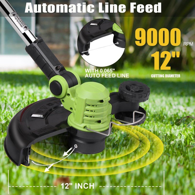 Cordless Weed Wacker Electric Weed Eater 12" 20V String Trimmer