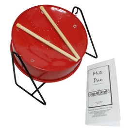 Miniature Steelpan (Steel Drum) 8 Inch Diameter 6 Notes Gift, Souvenir from Trinidad & Tobago (MITIPAN) - Red