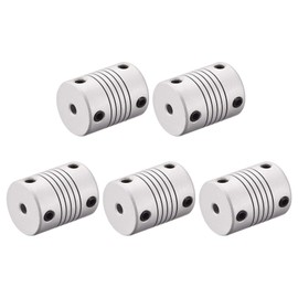 sourcing map 4mm to 6mm Aluminum Alloy Shaft Coupling Flexible Coupler Motor Connector Joint L25xD19 Silver,5pcs