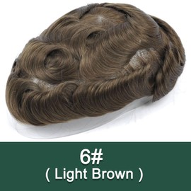 Ehairc Mens Toupee French Lace Pu Front Hair System For Men Breathable Toupee For Men 100% Human Hair 120% Medium Density Base Size 8X10 Inch (#6)