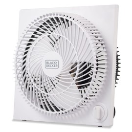 BLACK+DECKER 9-Inch Frameless Box Fan, Freestanding Desk Fan with 3-Speed Settings, Portable Fan for Home Office or Garage, BFB09W, White