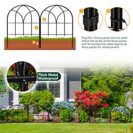 Small Garden Fence Animal Barrier, 12.55"*16.53" Decorative Fence Panel, No Dig Fences Barrier, Arch 26 Pcs Black Metal Fencing, Garden Border Edging Fences, Dog Fencing Blocker for Yard, Flower Bed