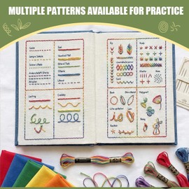 172 Piezas Kit De Libro Puntadas Bordado, Kit de Herramientas Profesionales para Coser,Manual Costura Con Kits Costura, 48 Hilos de Colores (Estilo I)