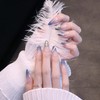 24pcs Navy Gradient Nail Tips French Nail Pearls for Wedding,