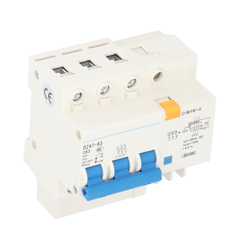 3P+N Miniature Circuit Breaker Ground Fault Leakage Overload Protection Switch