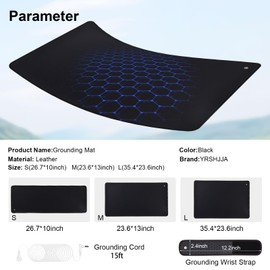 YRSHJJA Grounding Mat,Grounding Wrist Strap,Reconnect to The Earth Improve Sleep Help with Anxiety,Grounding Mat at Home, Work, Yoga Mat,Grounding Mat Kit (35.4x23.6 Inch)