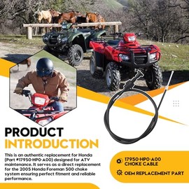 17950-HP0-A00 Cable de estrangulador para Honda - Compatible con 2005-2011 Foreman 500 TRX500 2WD y 4X4 ATV, pieza de repuesto OEM genuina